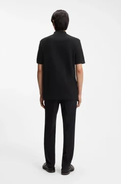 Mercerised-cotton polo shirt with basket weave