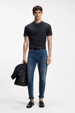 Mercerised-cotton slim-fit T-shirt with contrast tipping