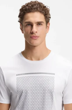 Mercerised-cotton T-shirt with geometric artwork