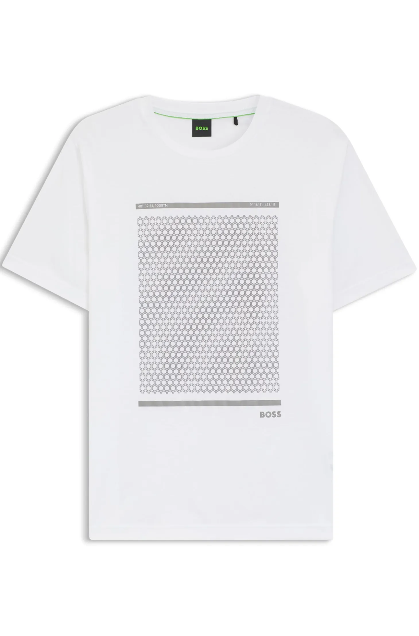 Mercerised-cotton T-shirt with geometric artwork