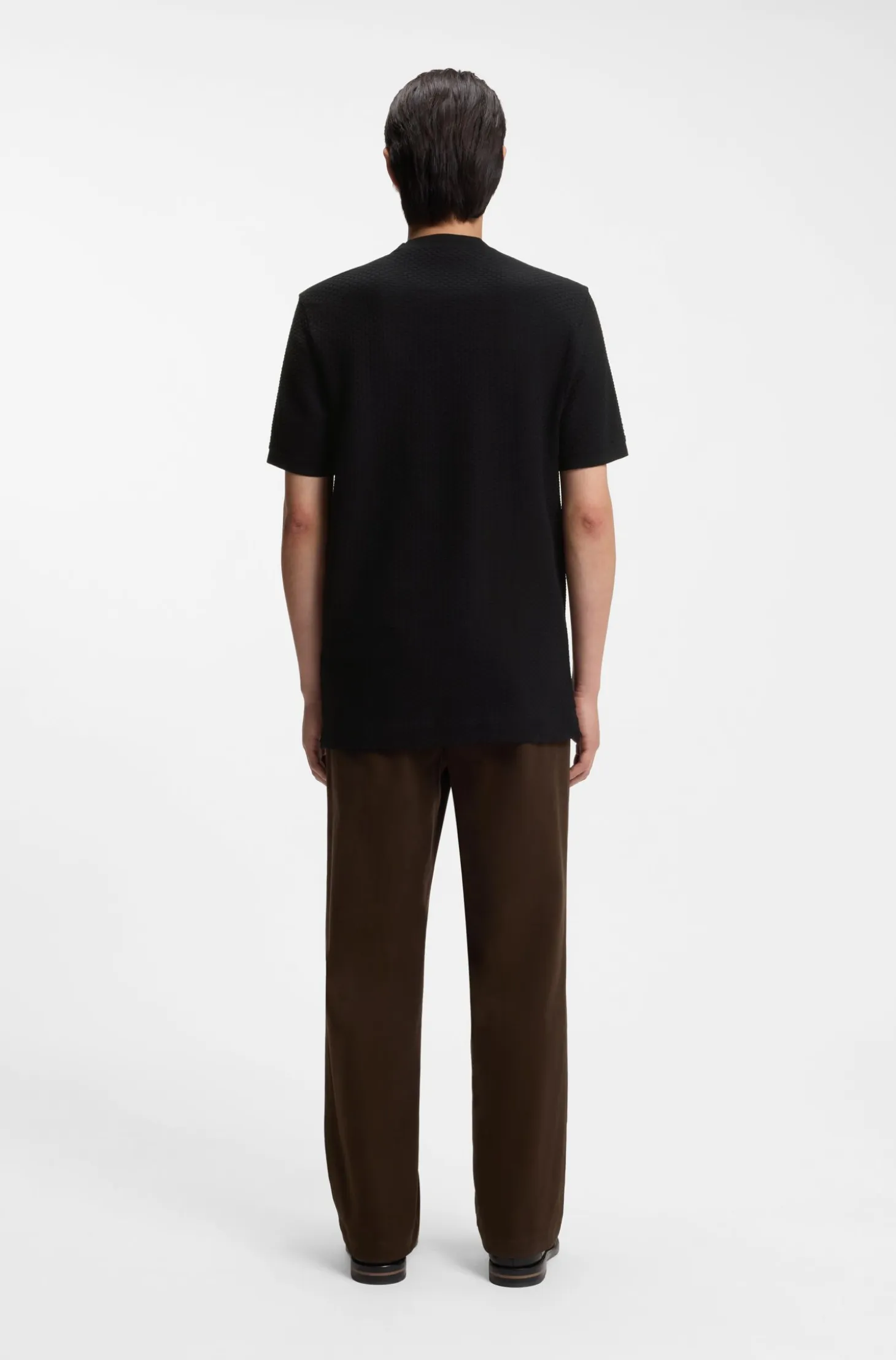 Mercerised-cotton T-shirt with basket weave