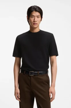 Mercerised-cotton T-shirt with basket weave