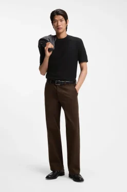 Mercerised-cotton T-shirt with basket weave