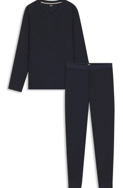 Mercerised stretch-jersey pyjama set with all-over print