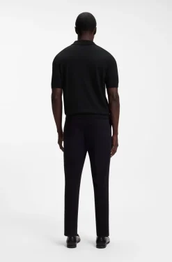 Merino-wool knit polo with Johnny collar