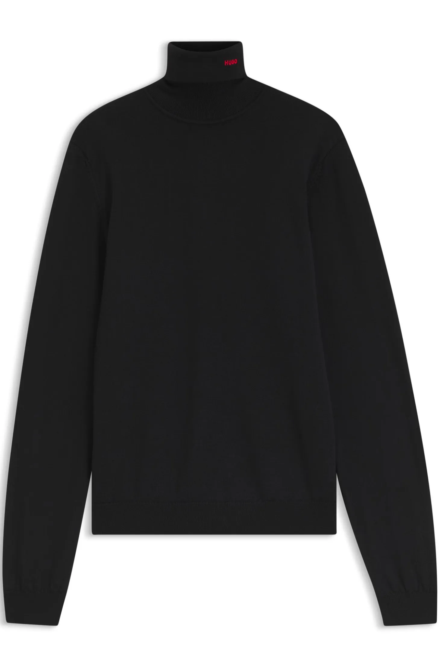 Merino-wool rollneck sweater with embroidered logo