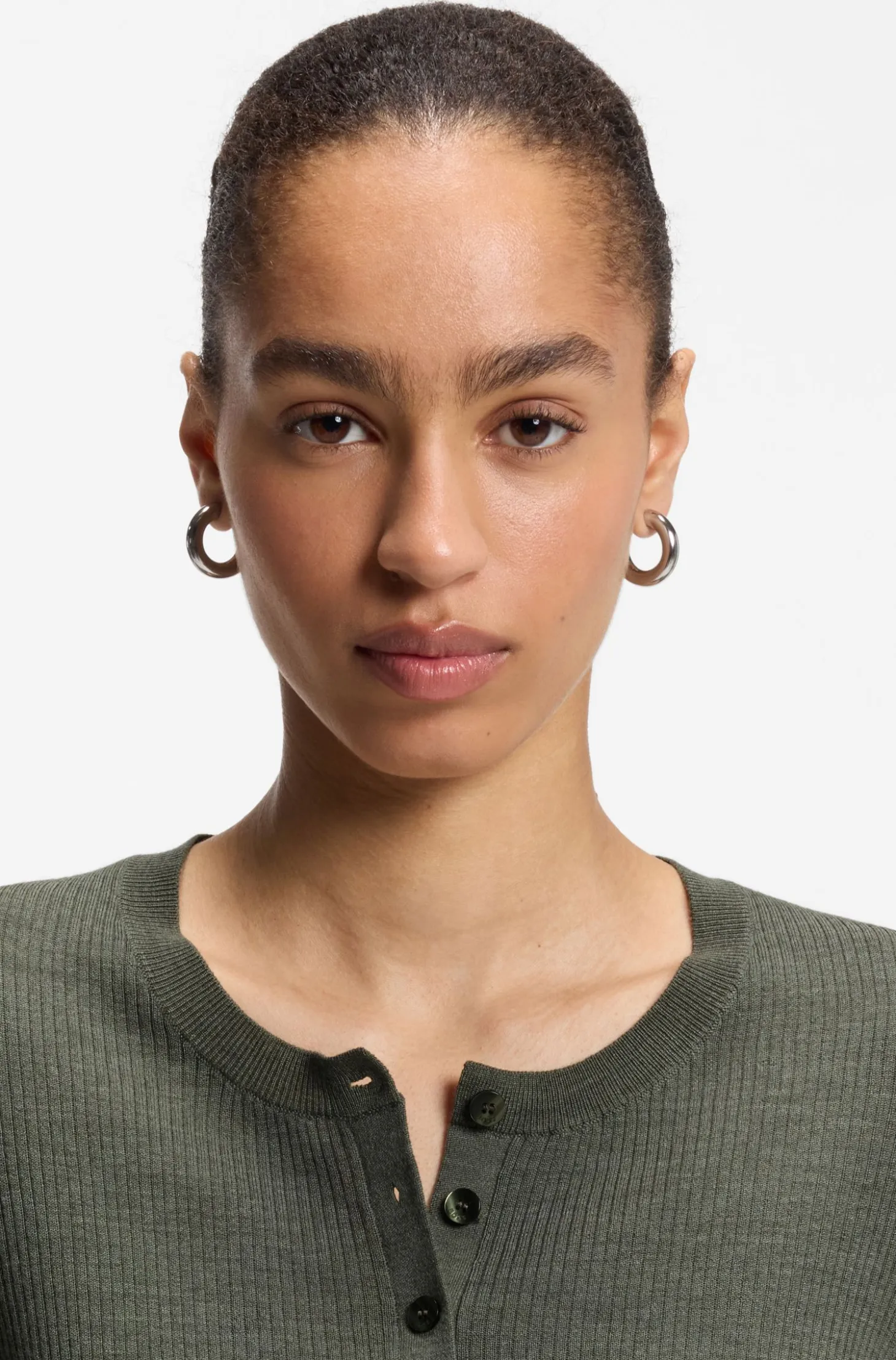 Merino-wool sweater with Henley neckline