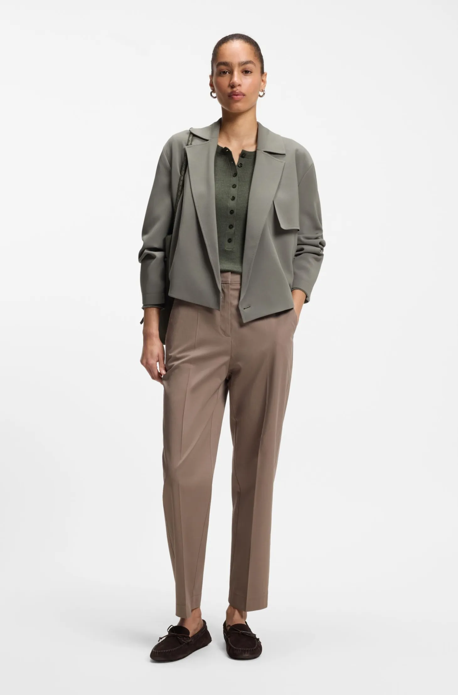 Merino-wool sweater with Henley neckline