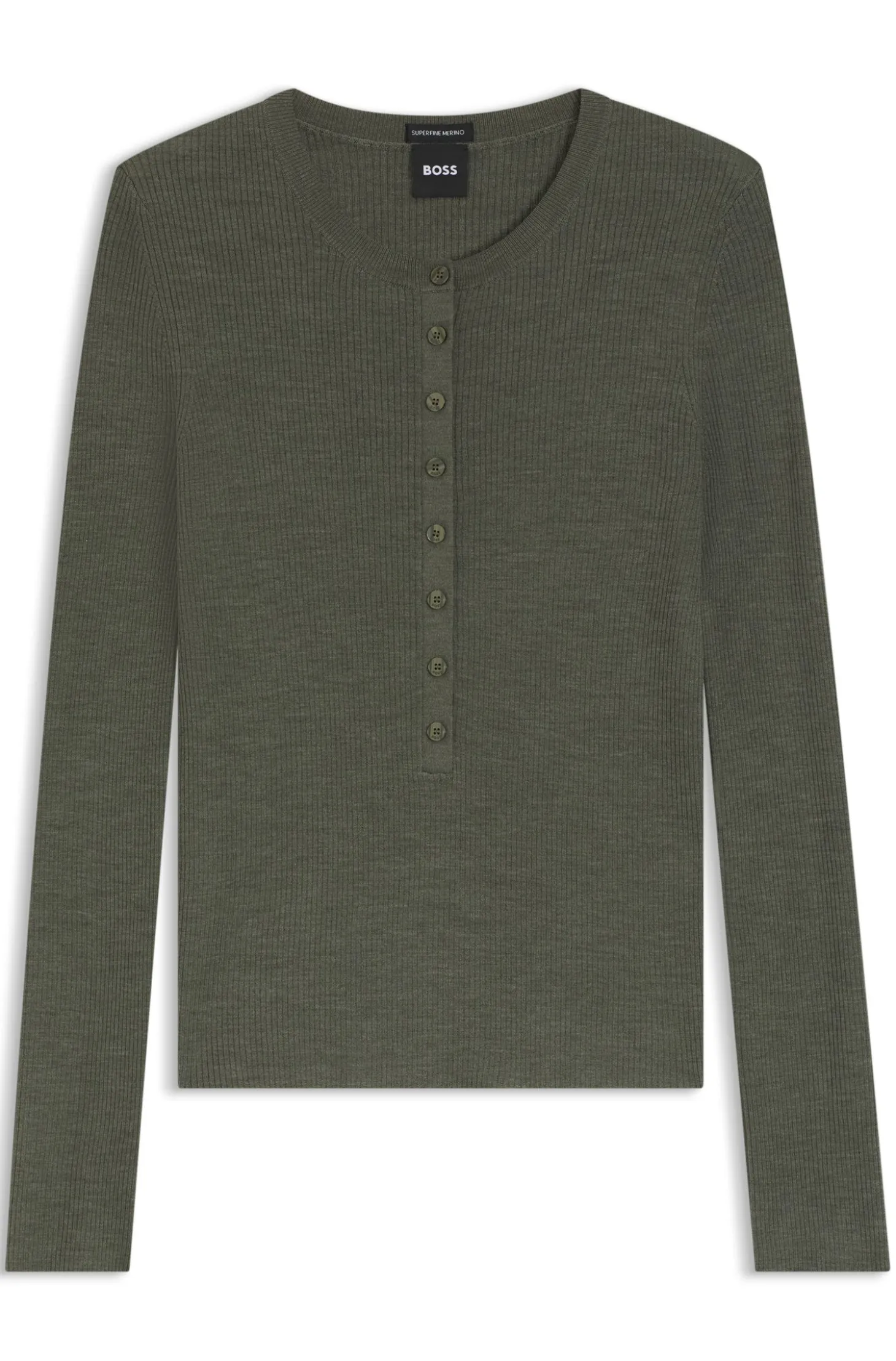 Merino-wool sweater with Henley neckline