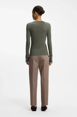 Merino-wool sweater with Henley neckline
