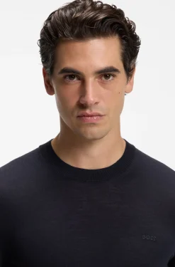 Merino-wool sweater with logo embroidery