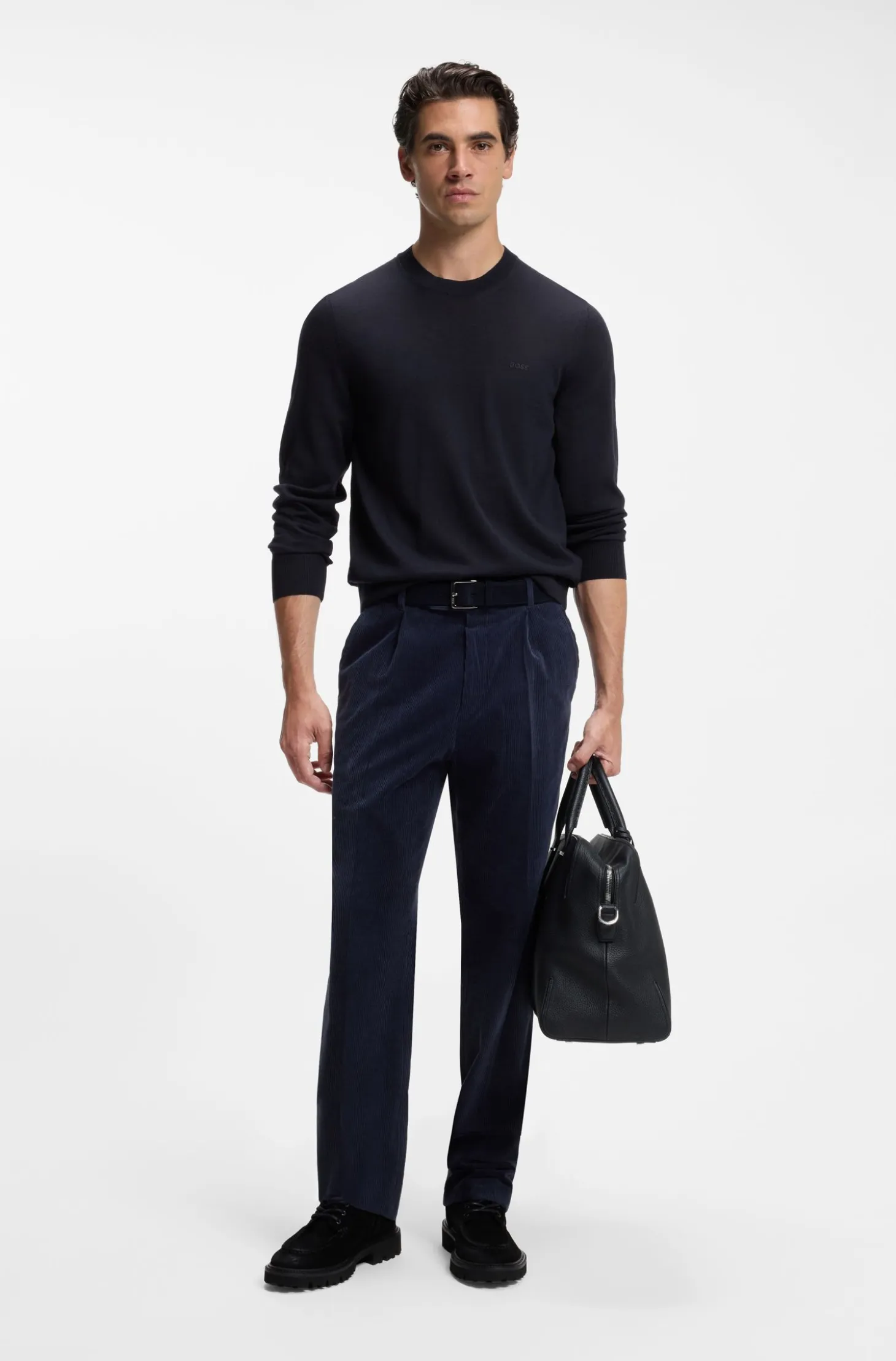 Merino-wool sweater with logo embroidery