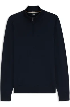 Merino-wool sweater with zip neck