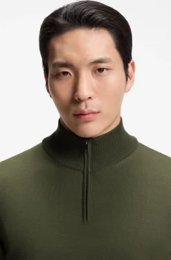 Merino-wool sweater with zip neck