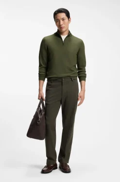 Merino-wool sweater with zip neck