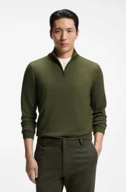 Merino-wool sweater with zip neck