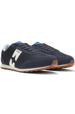 Mesh trainers with faux-suede trims