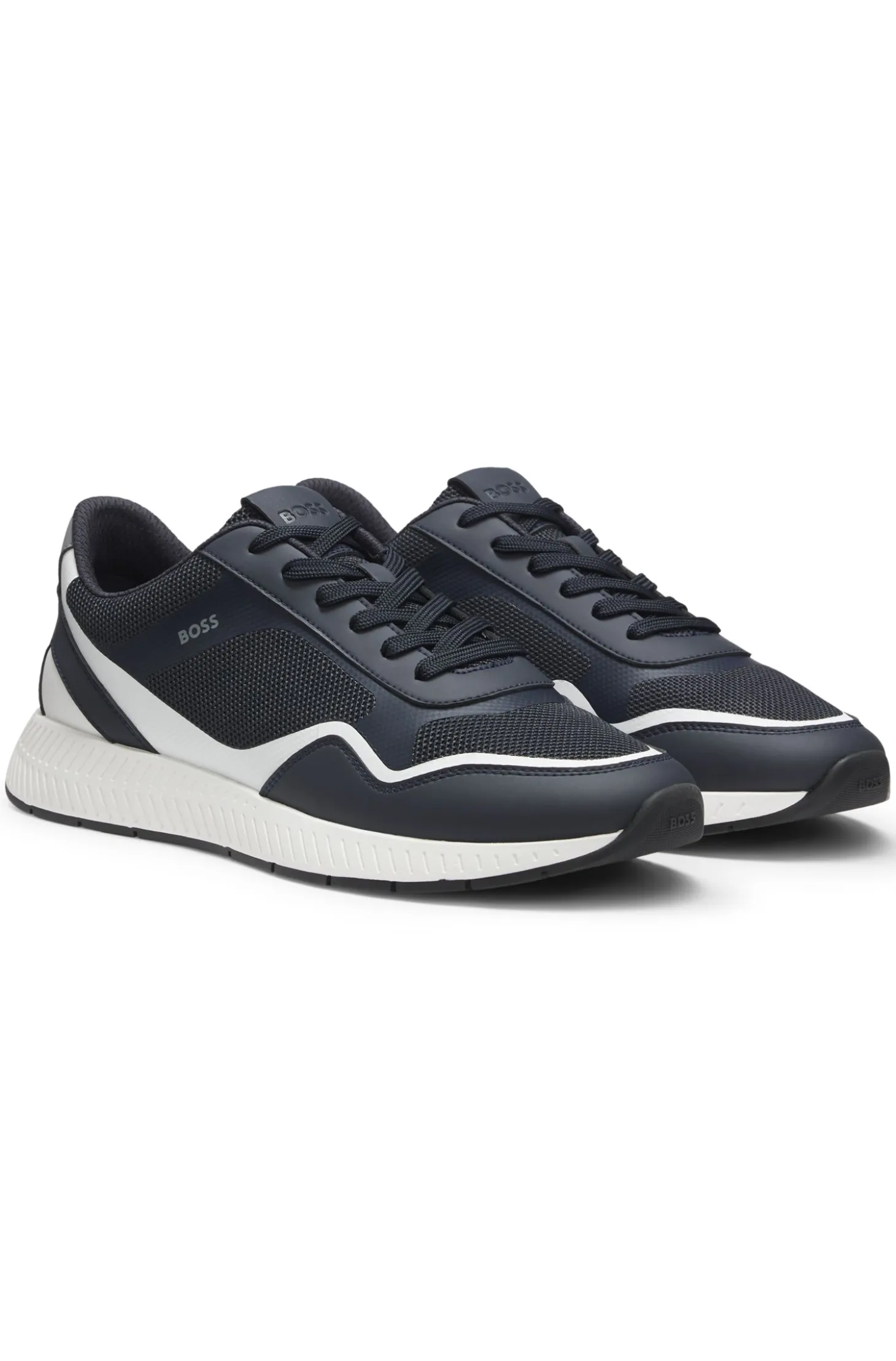 Mesh trainers with ribbed sole