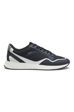Mesh trainers with ribbed sole