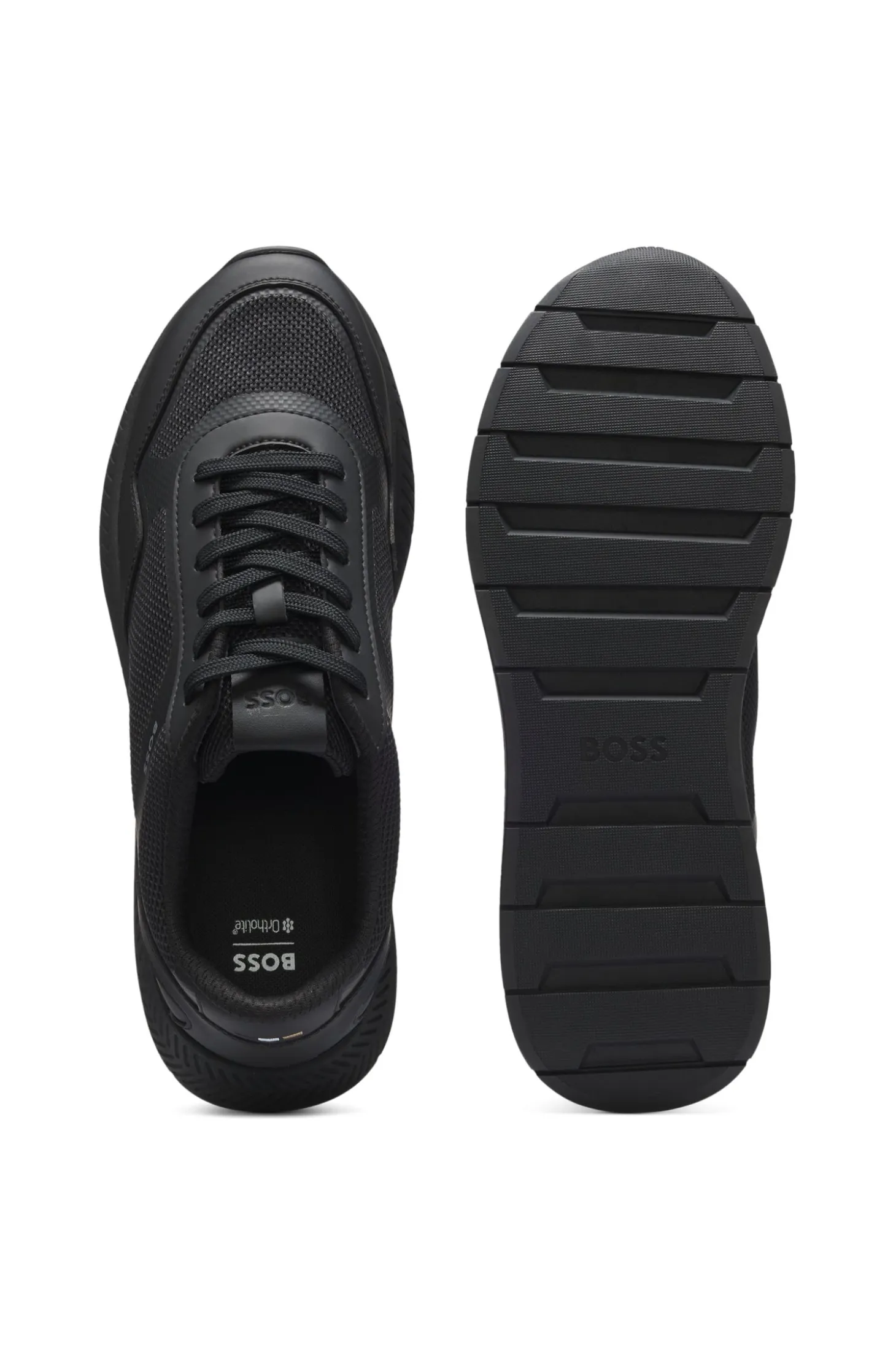 Mesh trainers with ribbed sole