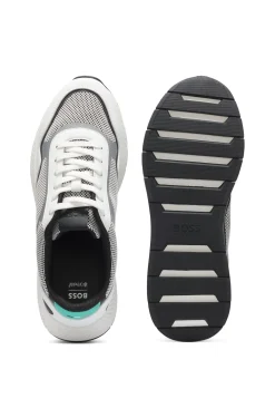Mesh trainers with ribbed sole