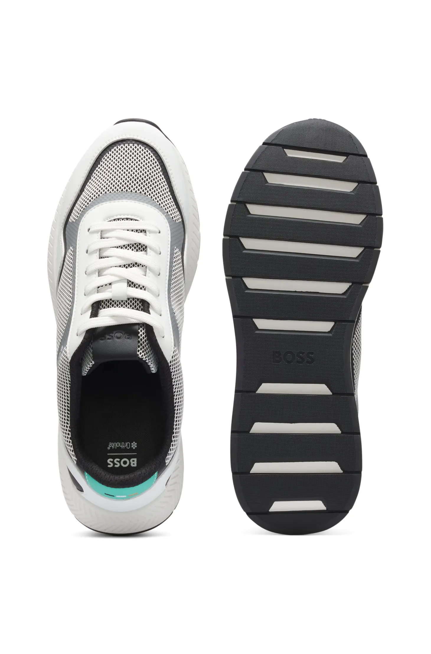 Mesh trainers with ribbed sole