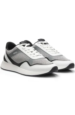 Mesh trainers with ribbed sole