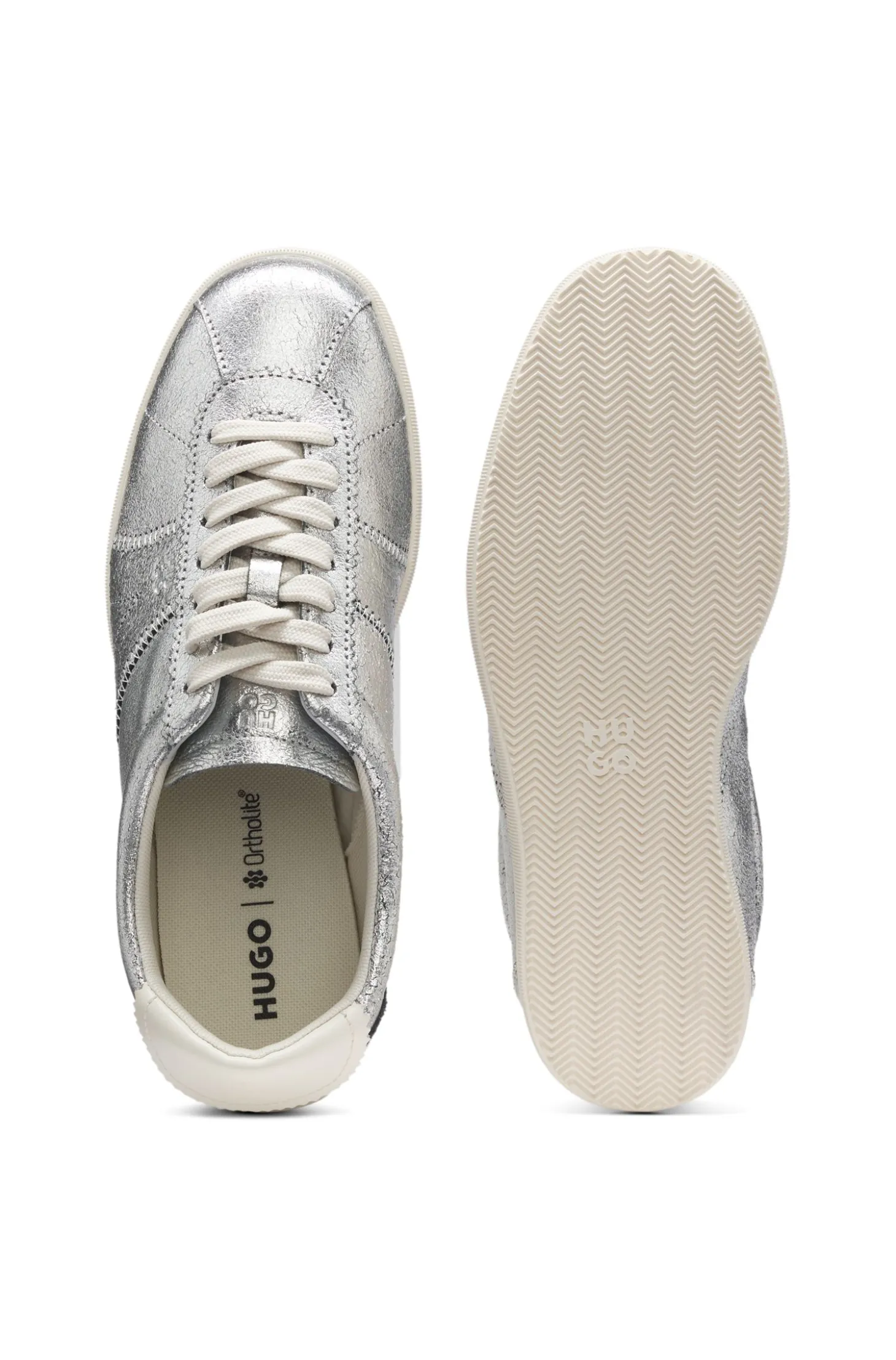 Metallic-effect trainers in leather