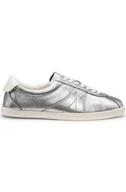 Metallic-effect trainers in leather