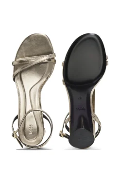 Metallic-leather sandals with block heel