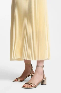 Metallic-leather sandals with block heel