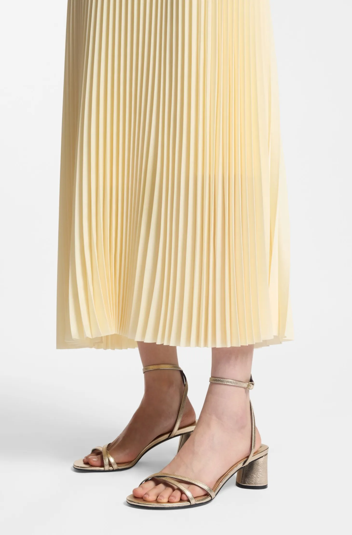 Metallic-leather sandals with block heel