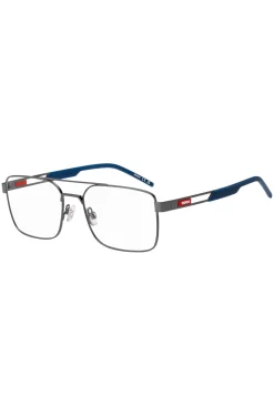 Metal optical frames with contrast rubber logo
