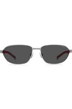 Metal sunglasses with cut-out logo