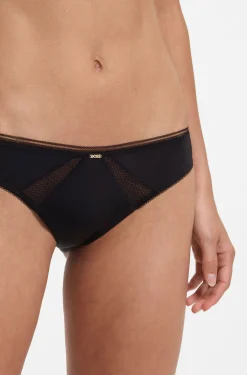 Microfibre briefs with lace inserts