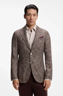 Micro-patterned slim-fit blazer in Italian fabric