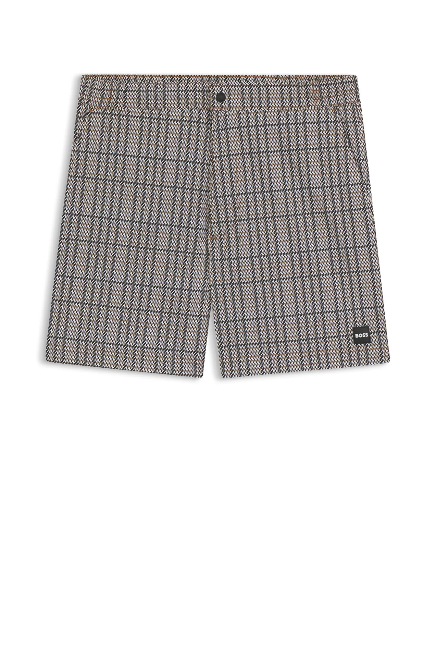 Micro-print swim shorts with logo badge