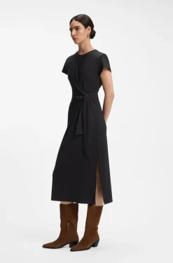 Midi jersey dress with knot detail