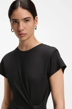 Midi jersey dress with knot detail