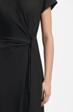 Midi jersey dress with knot detail