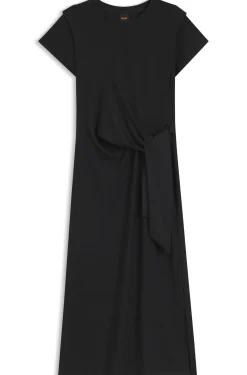 Midi jersey dress with knot detail