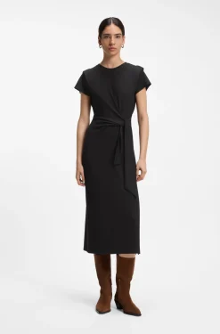 Midi jersey dress with knot detail