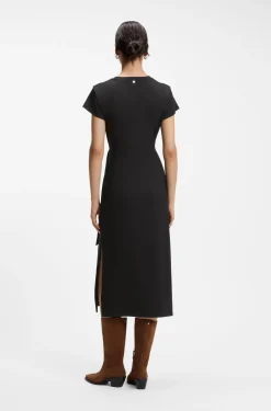 Midi jersey dress with knot detail