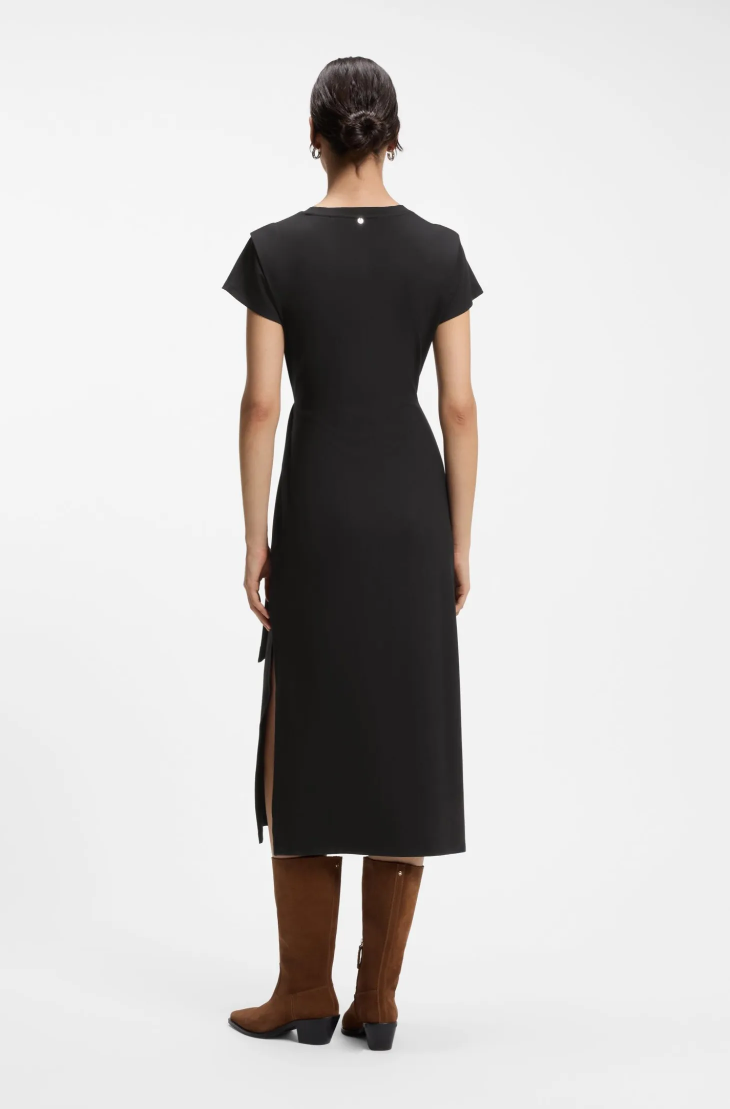 Midi jersey dress with knot detail