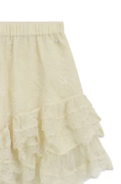 Mini skort in ruffled lace