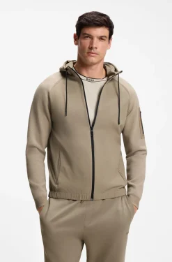 Mixed-material knitted jacket with jacquard graphic