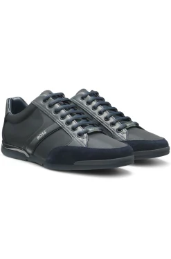Mixed-material trainers with suede and faux leather