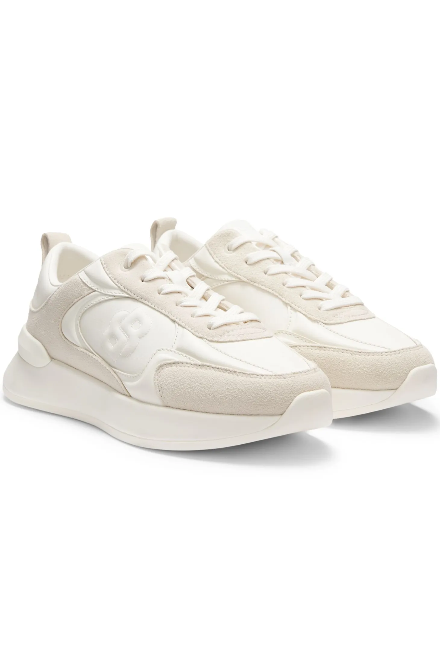 Mixed-material trainers with Double B monogram