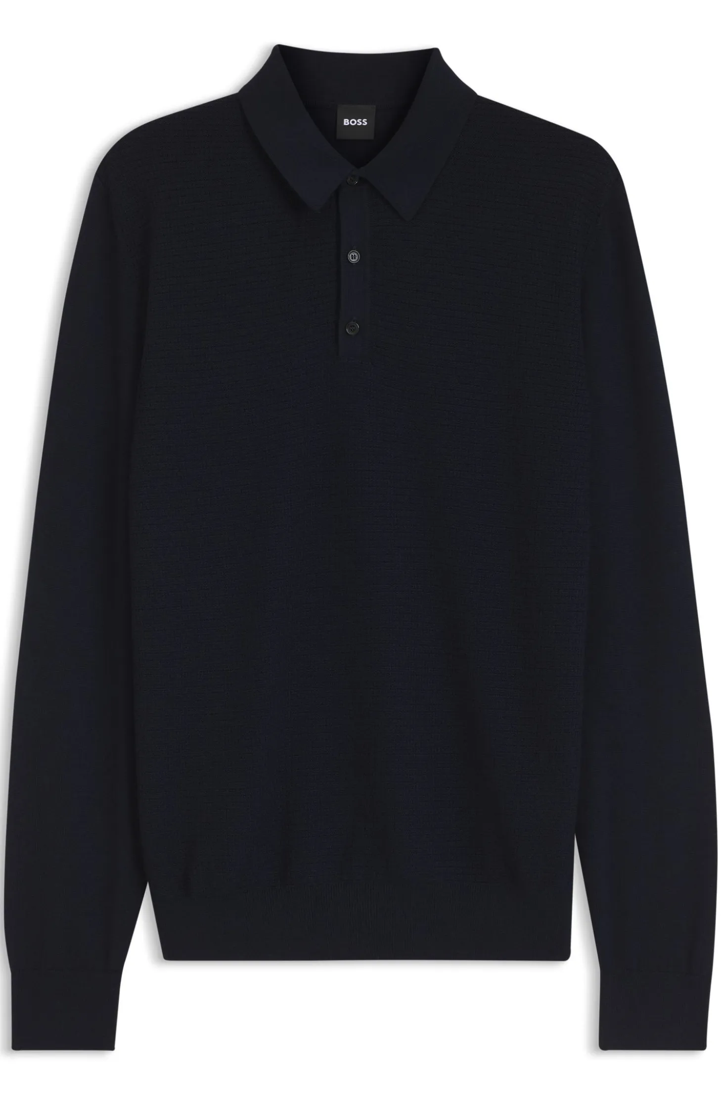 Mixed-structure knit polo in a wool blend