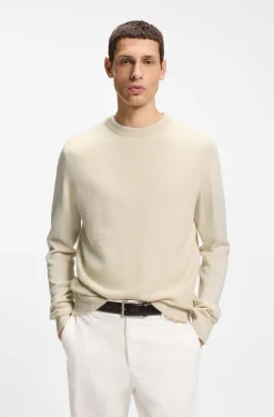 Mixed-structure sweater in a virgin-wool blend